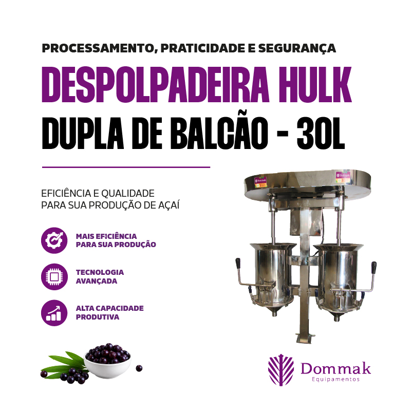 Despolpadeira Hulk Dupla de Balcão 30 L